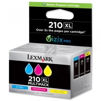 Lexmark Tintenpatrone Return gelb, magenta, cyan HC (14L0269E, 210XL)