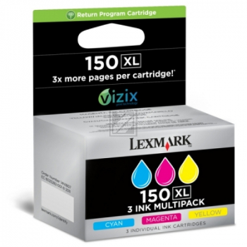 Lexmark Tintenpatrone gelb, magenta, cyan HC (14N1807E, 150XL)