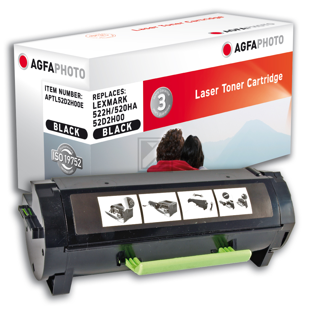 Agfaphoto Toner-Kit schwarz HC (APTL52D2H00E) ersetzt 522H