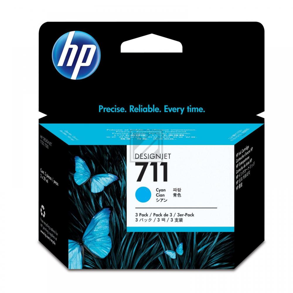 HP Tintenpatrone 3 x cyan (CZ134A, 711)