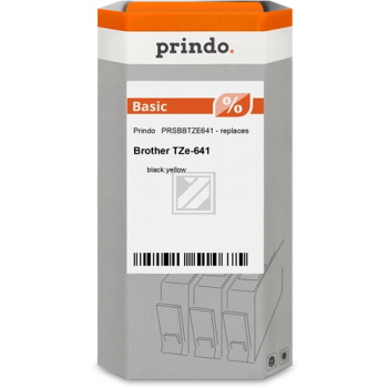 Prindo Schriftbandkassette (Basic) schwarz/gelb (PRSBBTZE641) ersetzt TZE-641