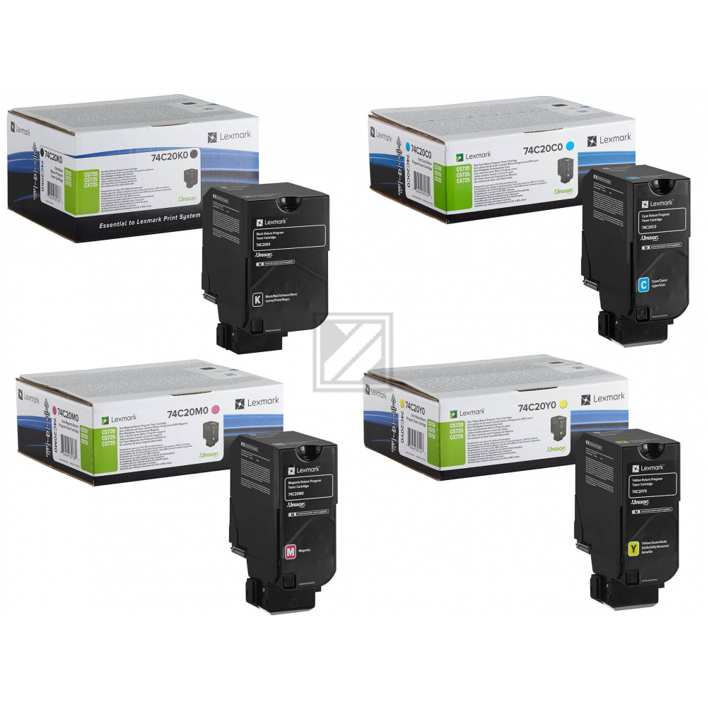 Lexmark Toner-Kit gelb, magenta, schwarz, cyan ersetzt 74C20C0, 74C20K0, 74C20M0, 74C20Y0