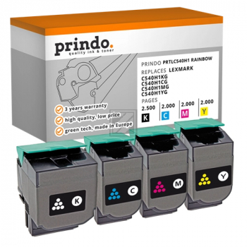 Prindo Toner-Kartusche gelb, magenta, schwarz, cyan HC (PRTLC540H1 Rainbow) ersetzt C540H1KG, C540H1CG, C540H1MG, C540H1YG