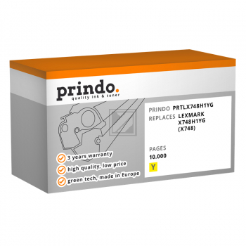 Prindo Toner-Kit gelb HC (PRTLX748H1YG) ersetzt X748H1YG