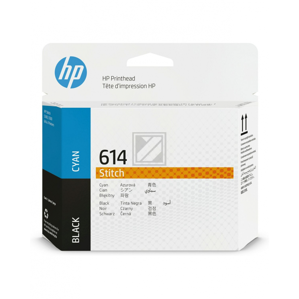 HP Tintendruckkopf cyan/schwarz (2LL62A, 614)