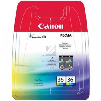 Canon Tintenpatrone 2 x schwarz/cyan/magenta/gelb (1511B018, CLI-36)