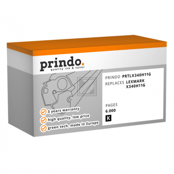 Prindo Toner-Kartusche schwarz HC (PRTLX340H11G) ersetzt X340H11G