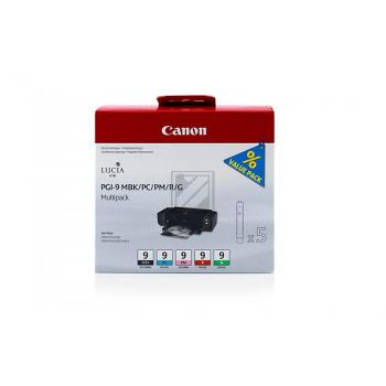 Canon Tintenpatrone photo cyan, photo magenta, schwarz matt, rot, grün (1033B011, PGI-9G, PGI-9MBK, PGI-9PC, PGI-9PM, PGI-9R)