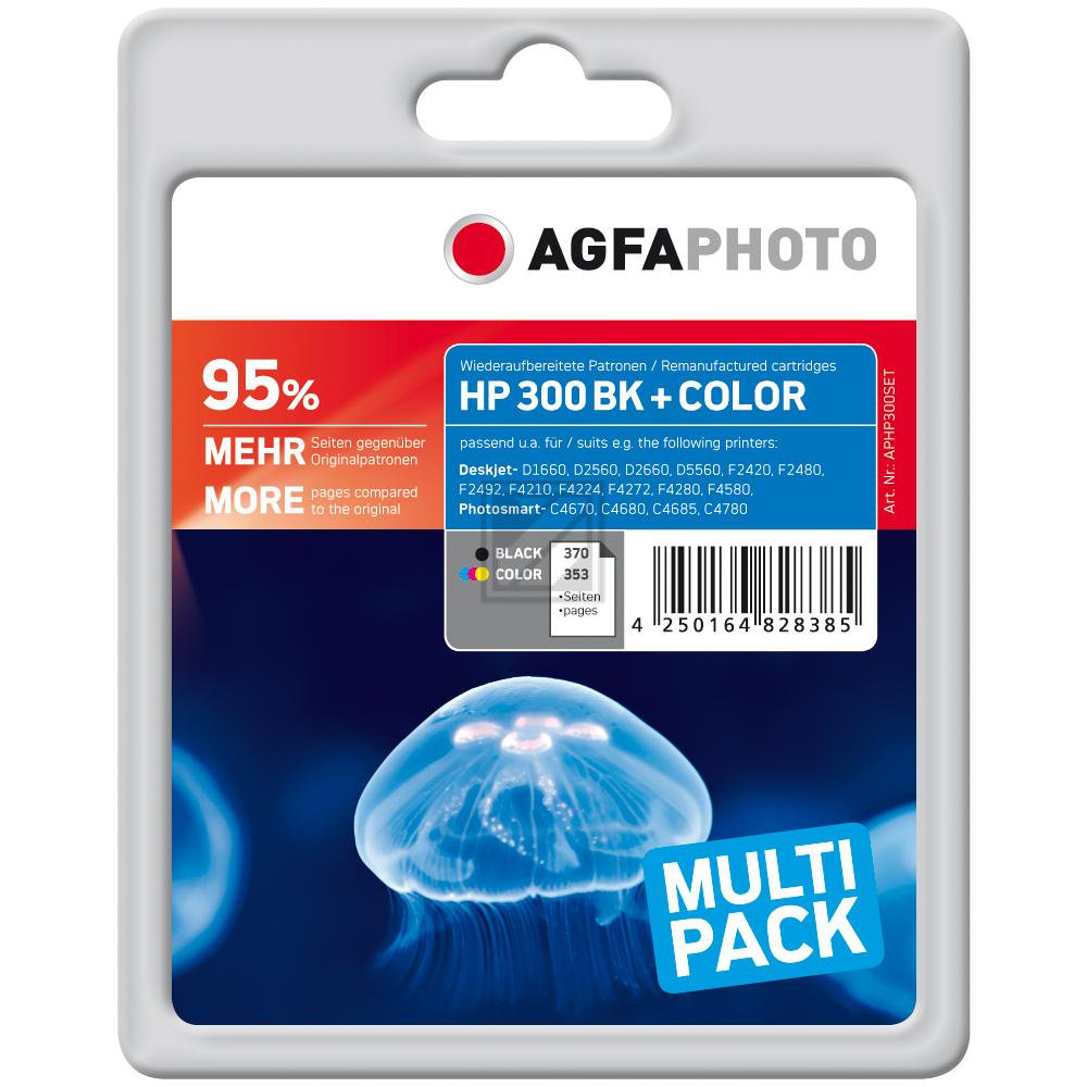 Agfaphoto Tintendruckkopf cyan/gelb/magenta, schwarz (APHP300SET) ersetzt 300