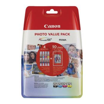 Canon Tintenpatrone gelb, magenta, schwarz, cyan (2933B010, CLI-521BK, CLI-521C, CLI-521M, CLI-521Y)