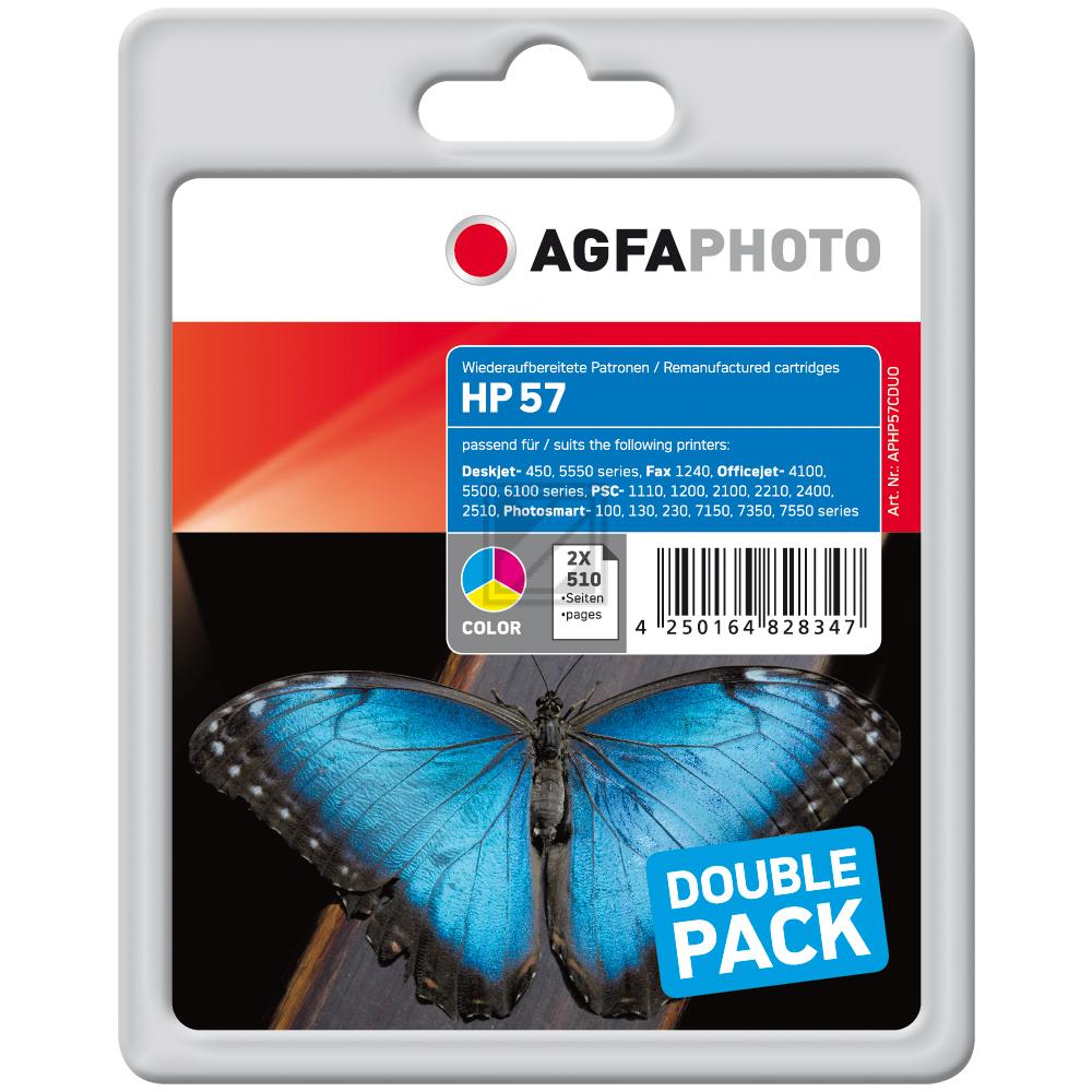 Agfaphoto Tintendruckkopf 2 x cyan/gelb/magenta HC (APHP57CDUO) ersetzt 57