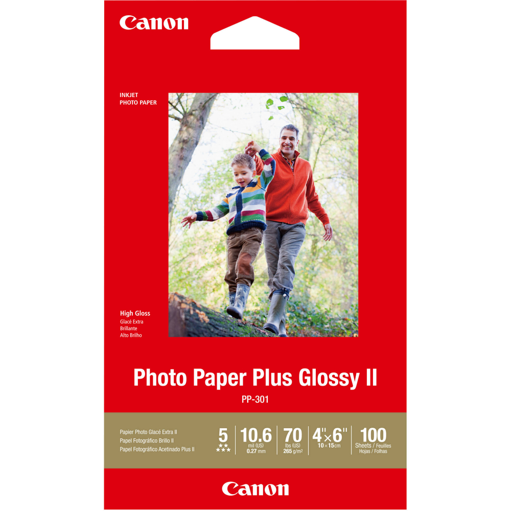 Canon Fotopapier 10 x 15cm Fotopapier glänzend weiß 100 Blatt 4 x 6 inch (1432C006, GP-502)