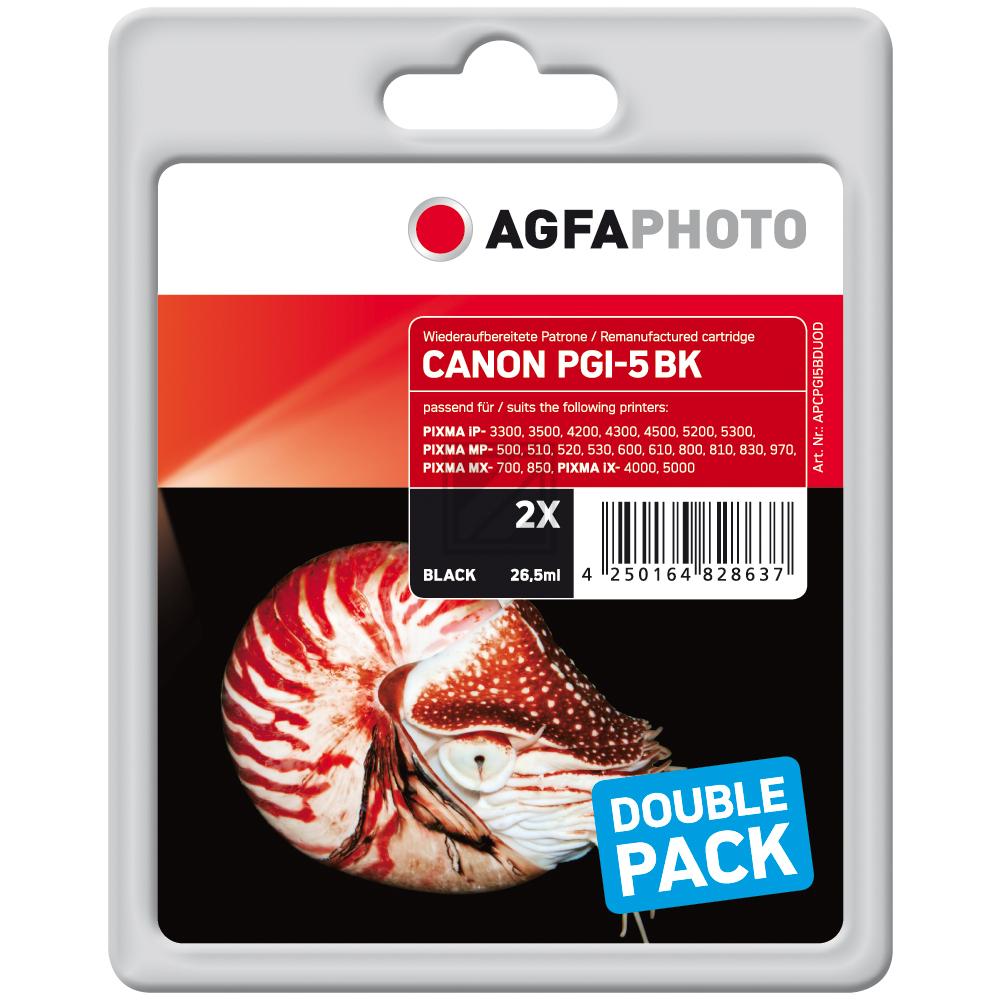 Agfaphoto Tintenpatrone 2 x schwarz (APCPGI5BDUOD) ersetzt PGI-5BK
