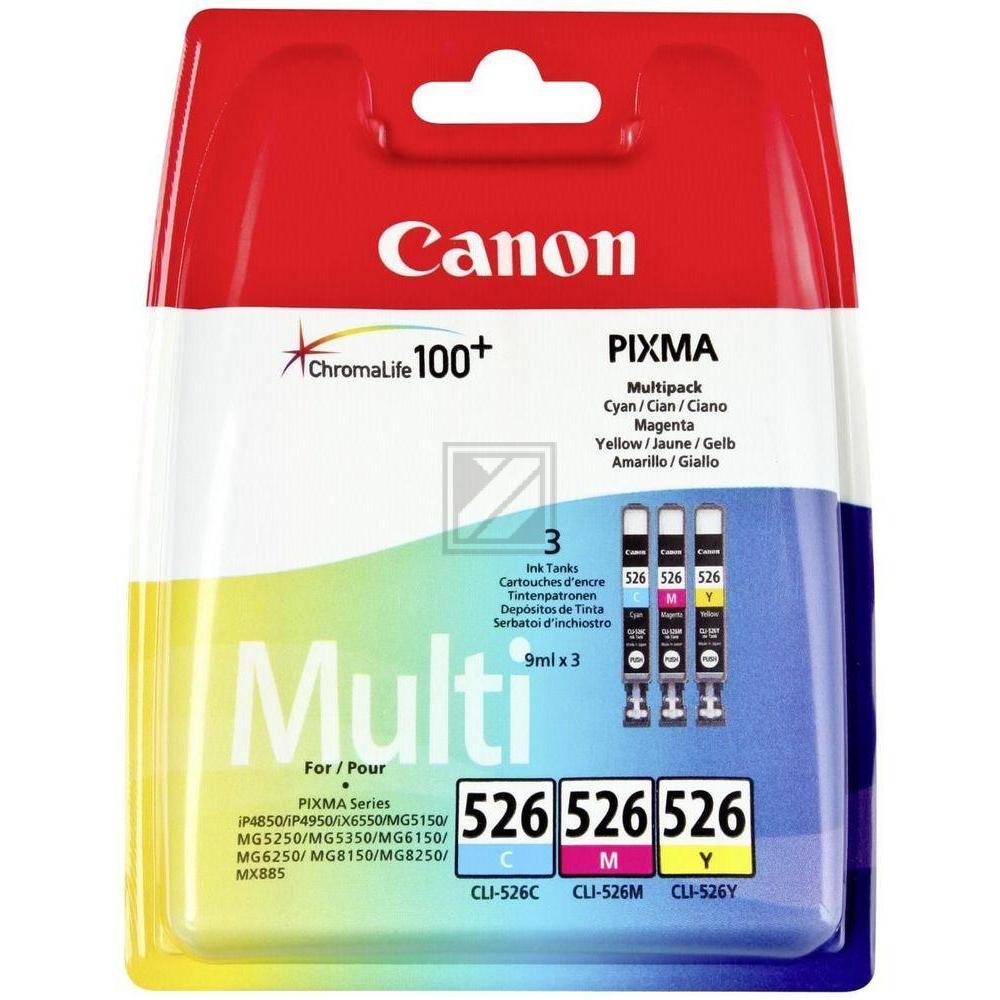 Canon Tintenpatrone gelb, magenta, cyan (4541B012AA, CLI-526C, CLI-526M, CLI-526Y)