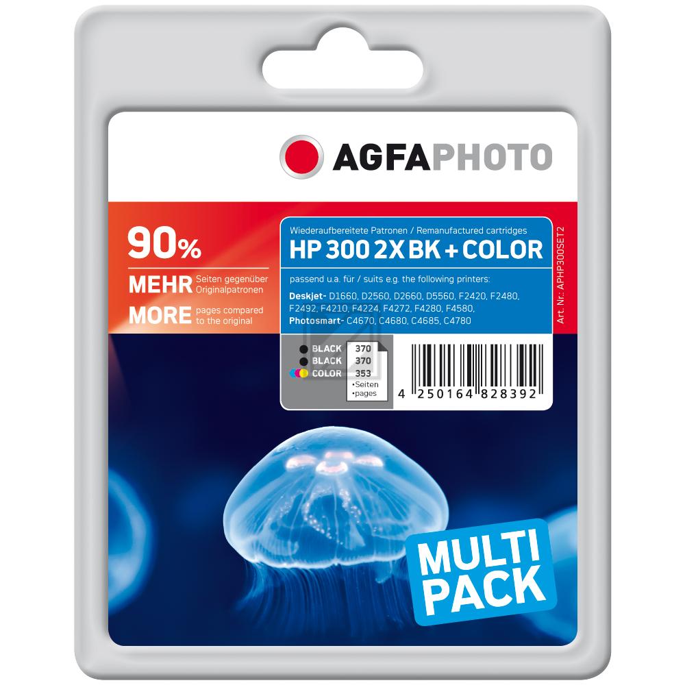 Agfaphoto Tintendruckkopf cyan/gelb/magenta, 2 x schwarz HC (APHP300SET2) ersetzt 300