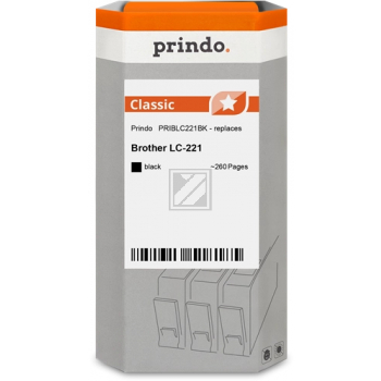 Prindo Tintenpatrone (Classic) schwarz (PRIBLC221BK) ersetzt LC-221BK
