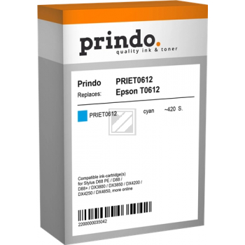 Prindo Tintenpatrone cyan (PRIET0612) ersetzt T0612