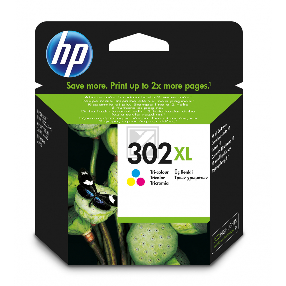 HP Tintendruckkopf cyan/gelb/magenta HC (F6U67AE#301, 302XL)