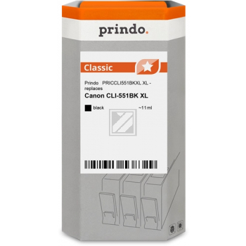 Prindo Tintenpatrone (Classic) schwarz HC (PRICCLI551BKXL) ersetzt CLI-551BKXL