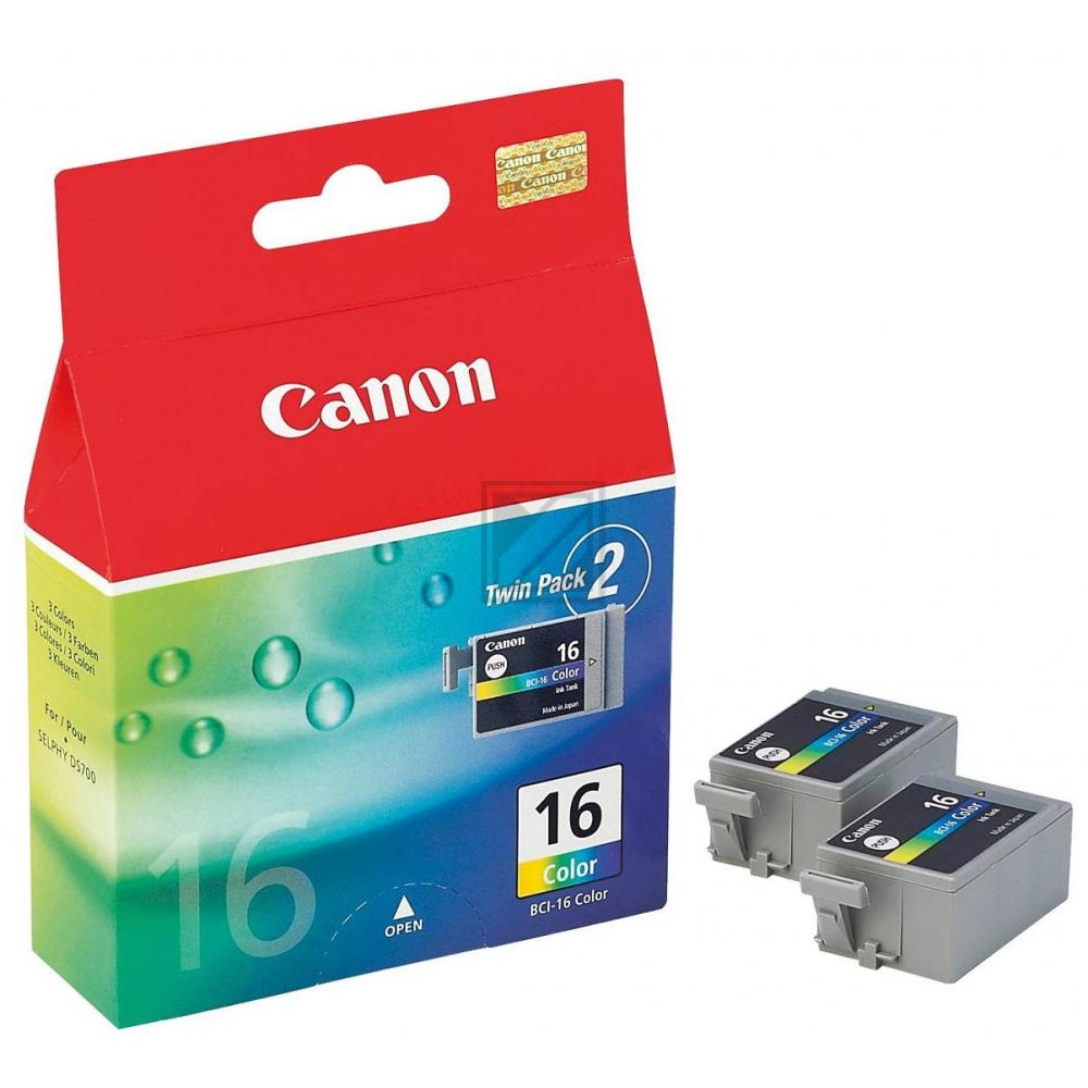 Canon Tintenpatrone 2 x cyan/gelb/magenta (9818A014, 2 x BCI-16C)