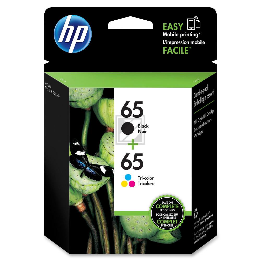 HP Tintenpatrone cyan/gelb/magenta, schwarz (T0A36AN, 65)