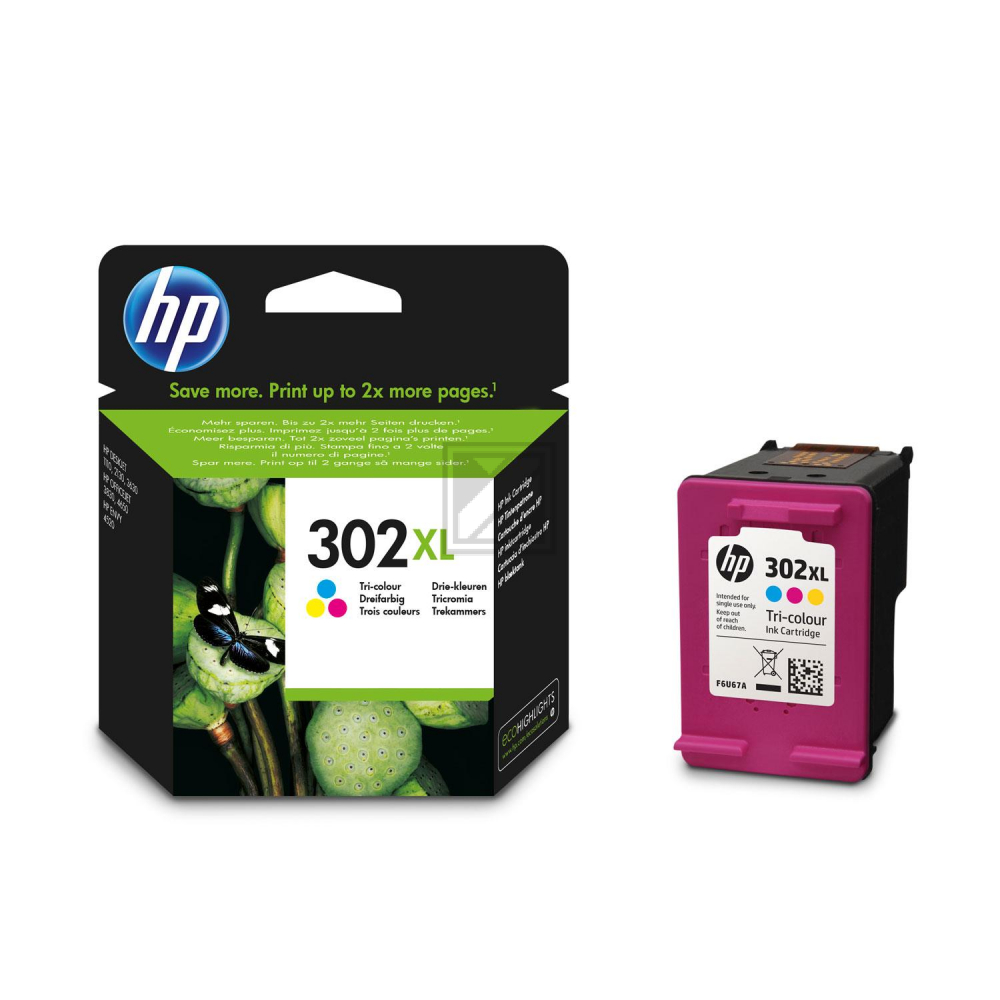 HP Tintendruckkopf cyan/gelb/magenta HC (F6U67AE#301, 302XL)