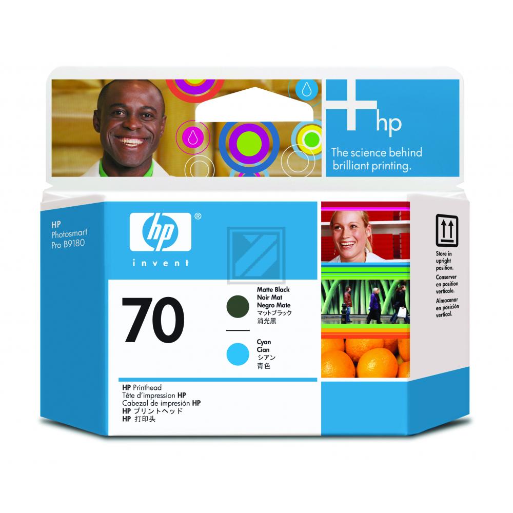 HP Tintendruckkopf schwarz matt/cyan (C9404A, 70)