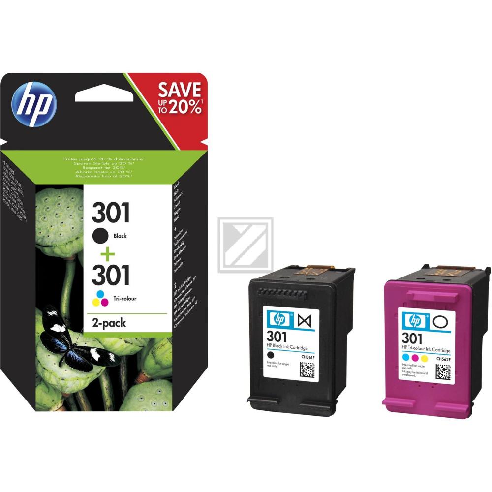 HP Tintendruckkopf cyan/gelb/magenta, schwarz (N9J72AE#301, 301)
