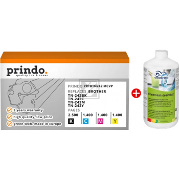 Prindo Desinfektionsmittel gelb, magenta, schwarz, cyan HC (PRTBTN242 MCVP 01) ersetzt TN-242BK, TN-242C, TN-242M, TN-242Y