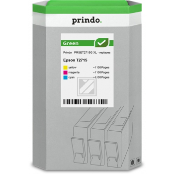 Prindo Tintenpatrone (Green) gelb, magenta, cyan HC (PRSET2715G) ersetzt T2715