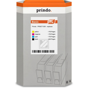 Prindo Tintenpatrone (Basic) gelb, magenta, schwarz, cyan (PRSET1305) ersetzt T1301, T1302, T1303, T1304