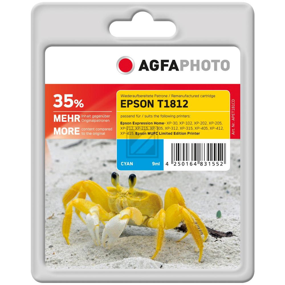 Agfaphoto Tintenpatrone cyan HC (APET181CD) ersetzt T1812