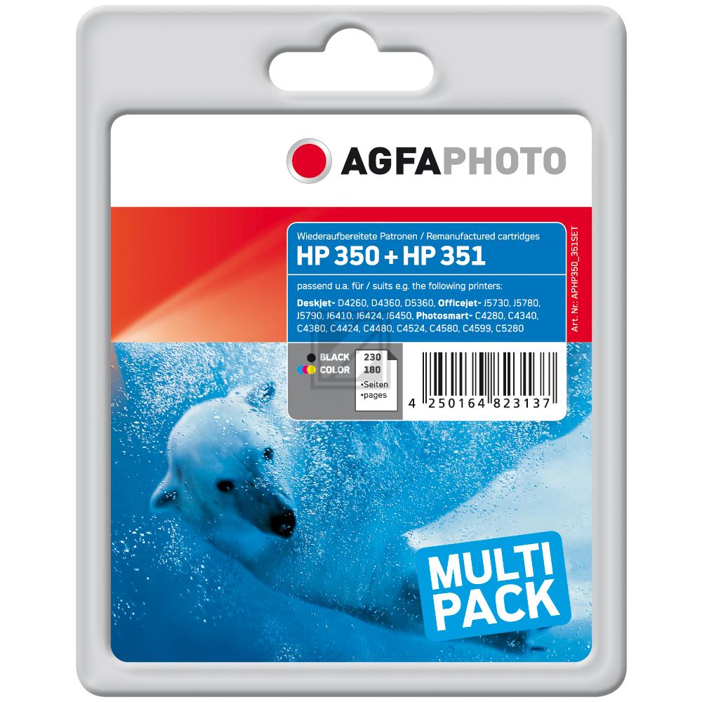 Agfaphoto Tintendruckkopf cyan/gelb/magenta, schwarz HC (APHP350_351SET) ersetzt 350