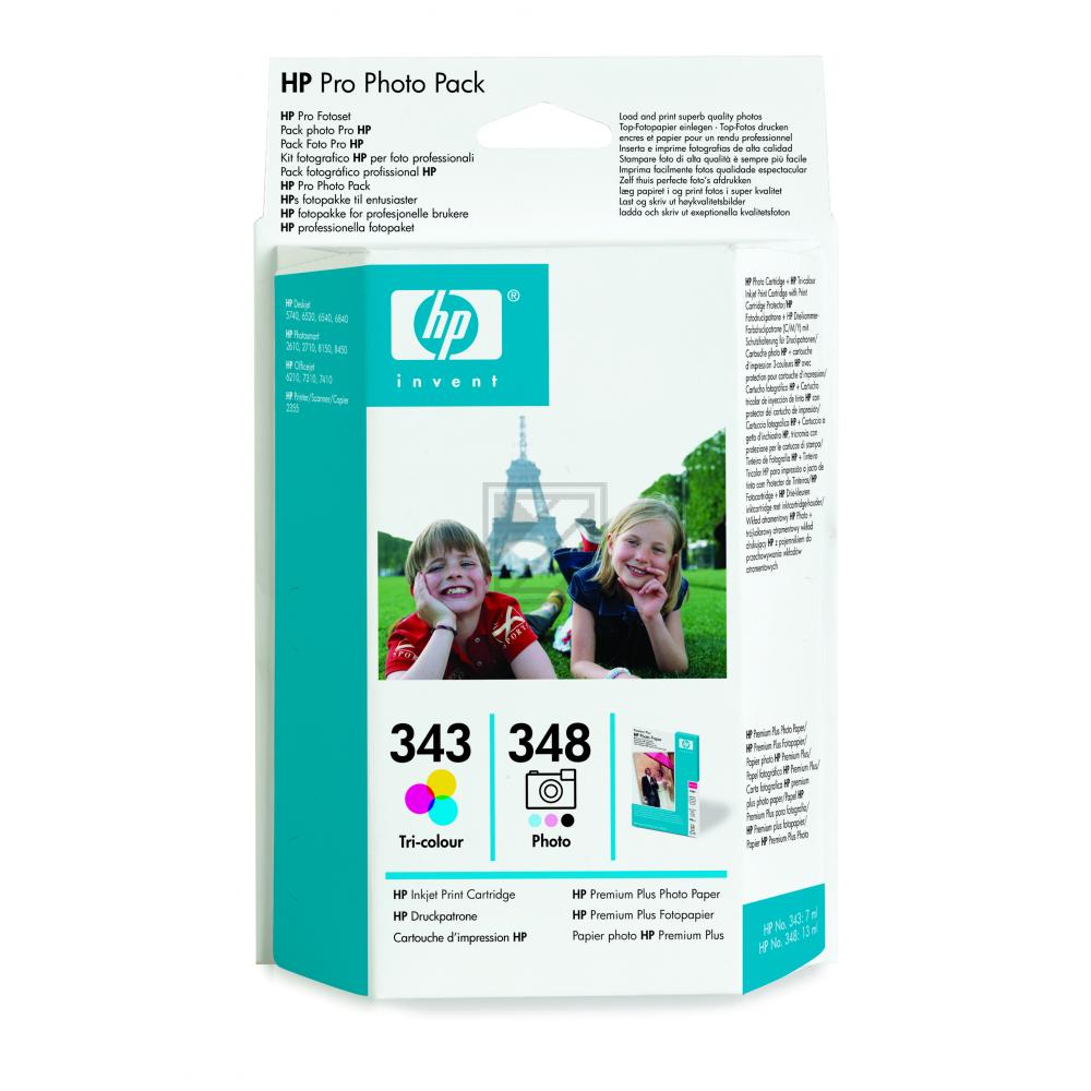 HP Tintendruckkopf + Papier farbig + foto (2er Pack) (Q7875EE, 343/348)