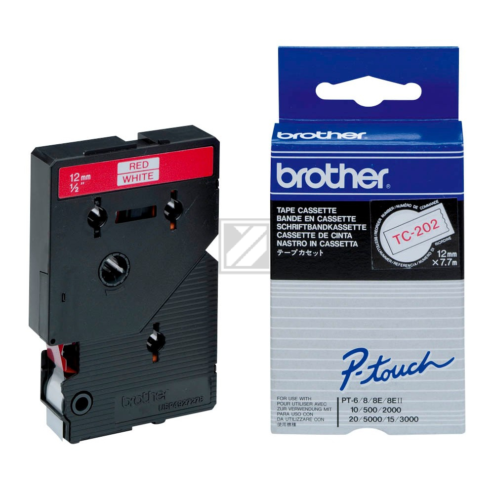 Brother Schriftbandkassette rot/weiß (TC-202)