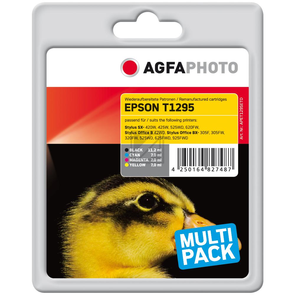 Agfaphoto Tintenpatrone gelb, magenta, schwarz, cyan HC (APET129SETD) ersetzt T1295