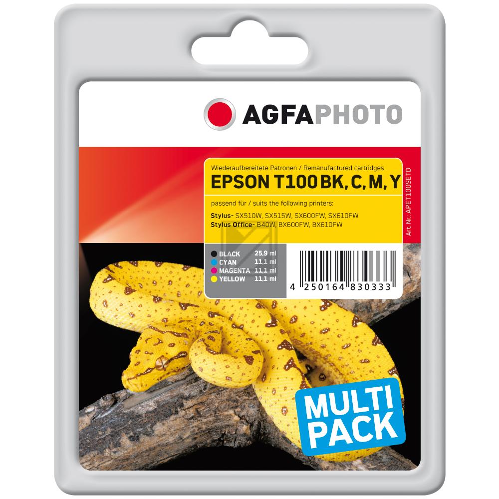 Agfaphoto Tintenpatrone gelb, magenta, schwarz, cyan (APET100SETD) ersetzt T1001, T1002, T1004, T1003