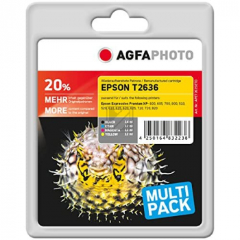 Agfaphoto Tintenpatrone gelb, magenta, schwarz, cyan HC (APET263SETD) ersetzt T2636
