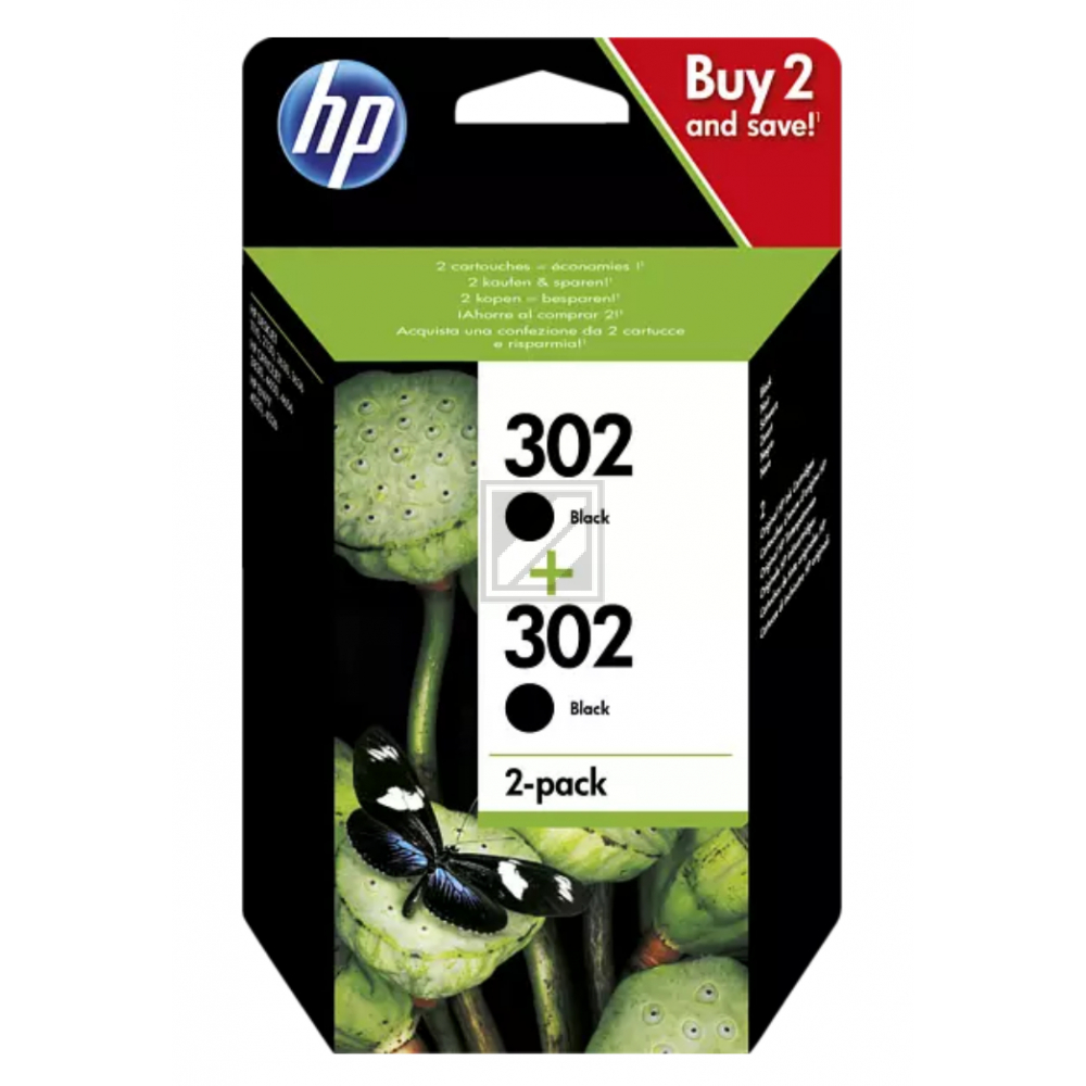 HP Tintendruckkopf 2 x schwarz (1VV49AE, 302)