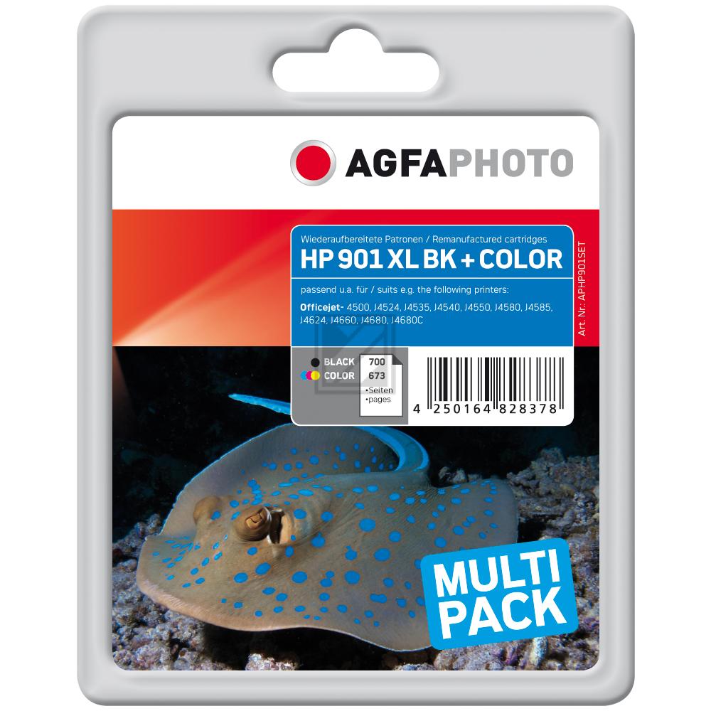 Agfaphoto Tintendruckkopf cyan/gelb/magenta, schwarz (APHP901SET) ersetzt 901XL
