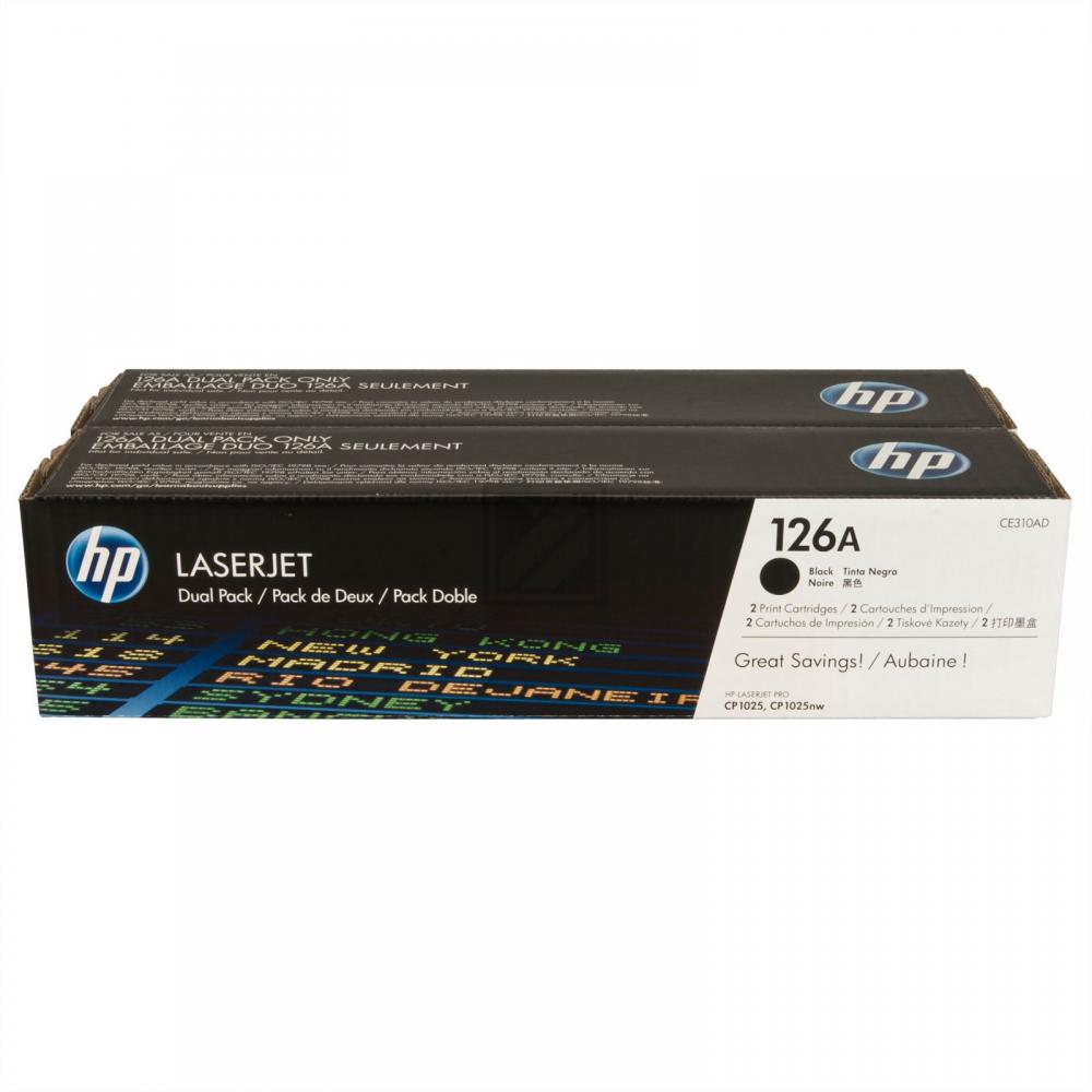 HP Toner-Kartusche 2 x schwarz (CE310AD, 126A)