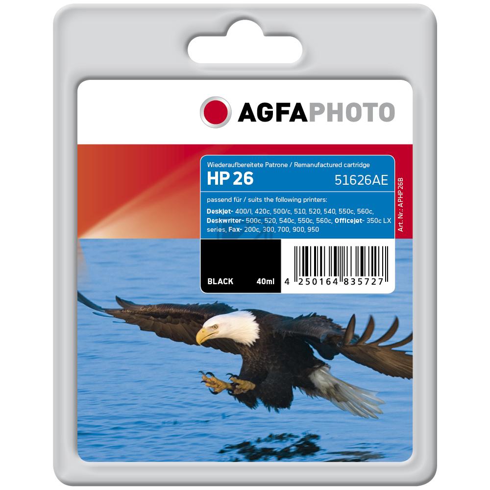 Agfaphoto Tintenpatrone schwarz HC (APHP26B) ersetzt 26, PC-60BK, 32.L1193, 9329