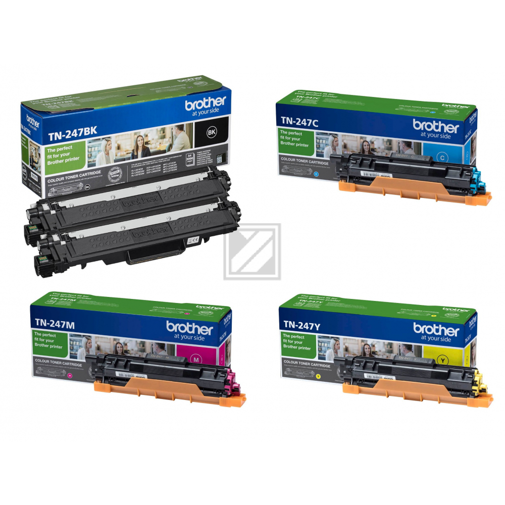 Brother Toner-Kartusche gelb, magenta, 2 x schwarz, cyan HC ersetzt TN-247BK, TN-247C, TN-247M, TN-247Y