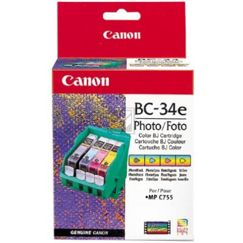 Canon Tintendruckkopf Bc-34E/BCI-3EPBK-PC-PM-PY photo cyan, photo magenta, photo schwarz, Photo gelb (4612A002, BC-34E)
