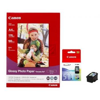 Canon Tintendruckkopf + Papier 3-farbig 244 Seiten (2972B008, CL-511, GP-501)