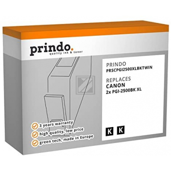 Prindo Tintenpatrone 2 x schwarz HC (PRSCPGI2500XLBKTwin) ersetzt PGI-2500XLBK