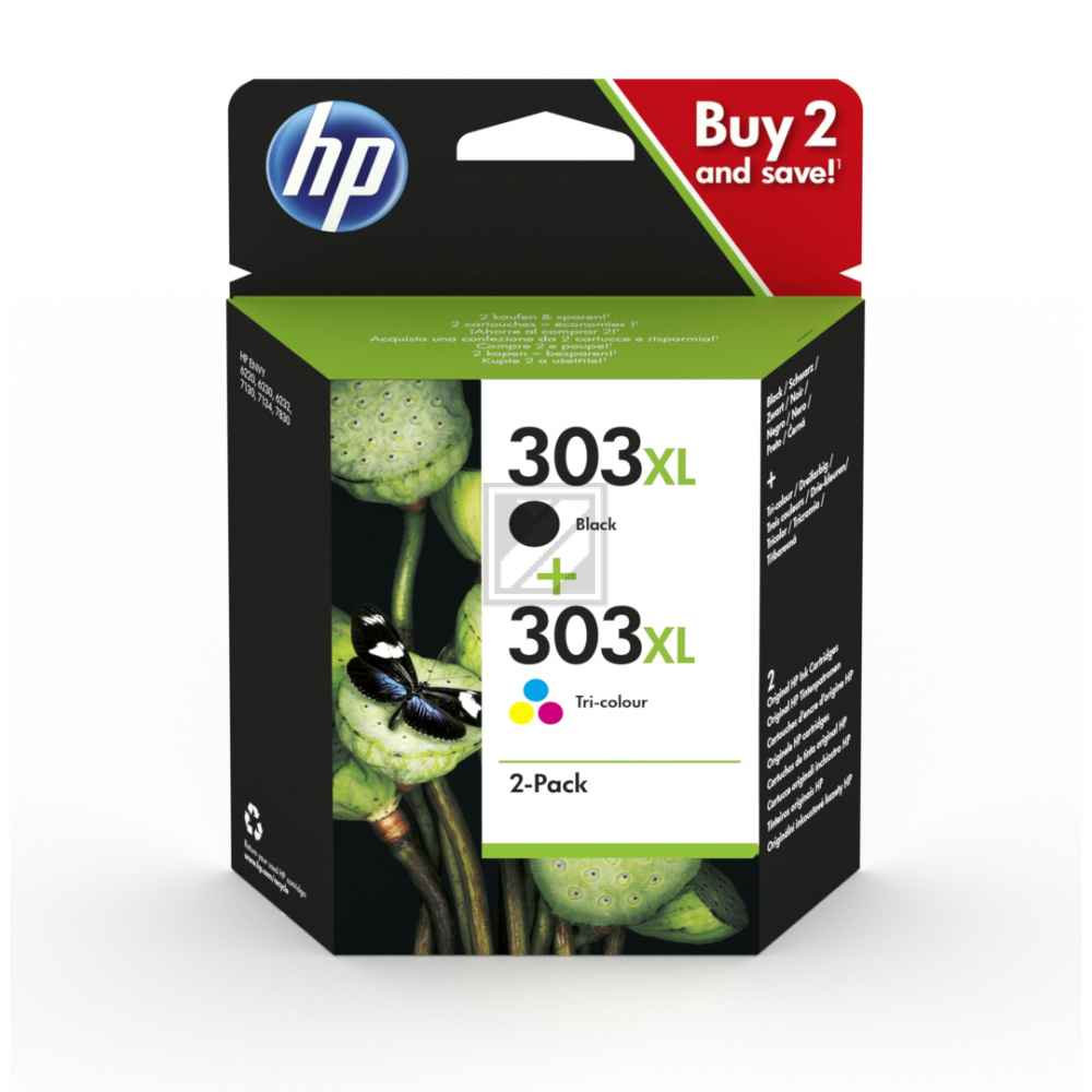 HP Tintendruckkopf cyan/gelb/magenta, schwarz HC (3YN10AE#UUS, 303XL)