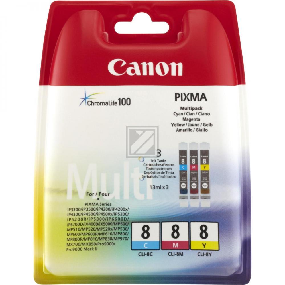 Canon Tintenpatrone gelb, magenta, cyan (0621B036, CLI-8C, CLI-8M, CLI-8Y)