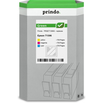 Prindo Tintenpatrone (Green) gelb, magenta, cyan HC (PRSET1306G) ersetzt T1306