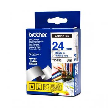 Brother Schriftbandkassette weiß/blau (TZE-253)